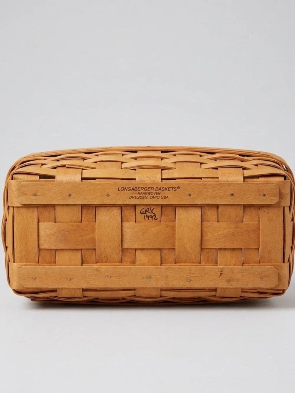 Vintage 1992 Longaberger Handwoven Wooden Bread Cracker Basket 14.5” Rectangle